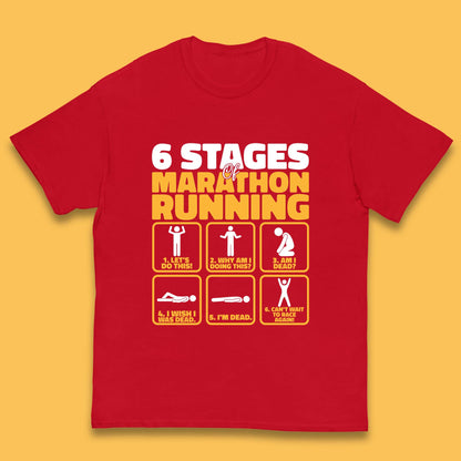 6 Stages Of Marathon Running  Kids T Shirt