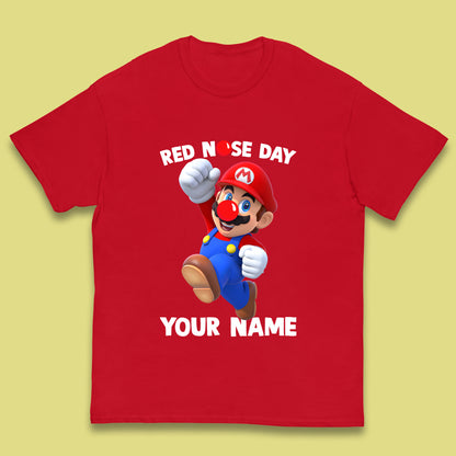 Personalised Super Mario Red Nose Day Kids T-Shirt