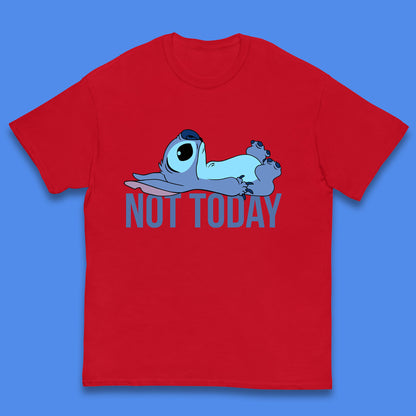Lazzy Disney Ohana Not Today Laying Ohana Lilo & Stitich Disneyland Cartoon Character Walt Disney Kids T Shirt