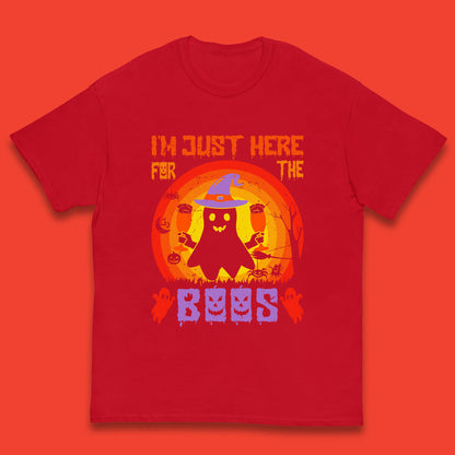 I'm Just Here For The Boos Halloween Boo Ghost Witch Hat Horror Scary Kids T Shirt