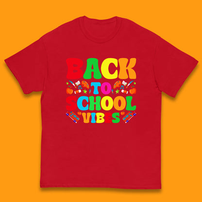Back To School Vibes Happy First Day Of School Retro School Life Kids T Shirt