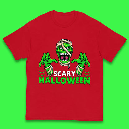 Scary Halloween Skull Zombie Mummy Horror Monster Zombie Hands Scary Vibes Kids T Shirt