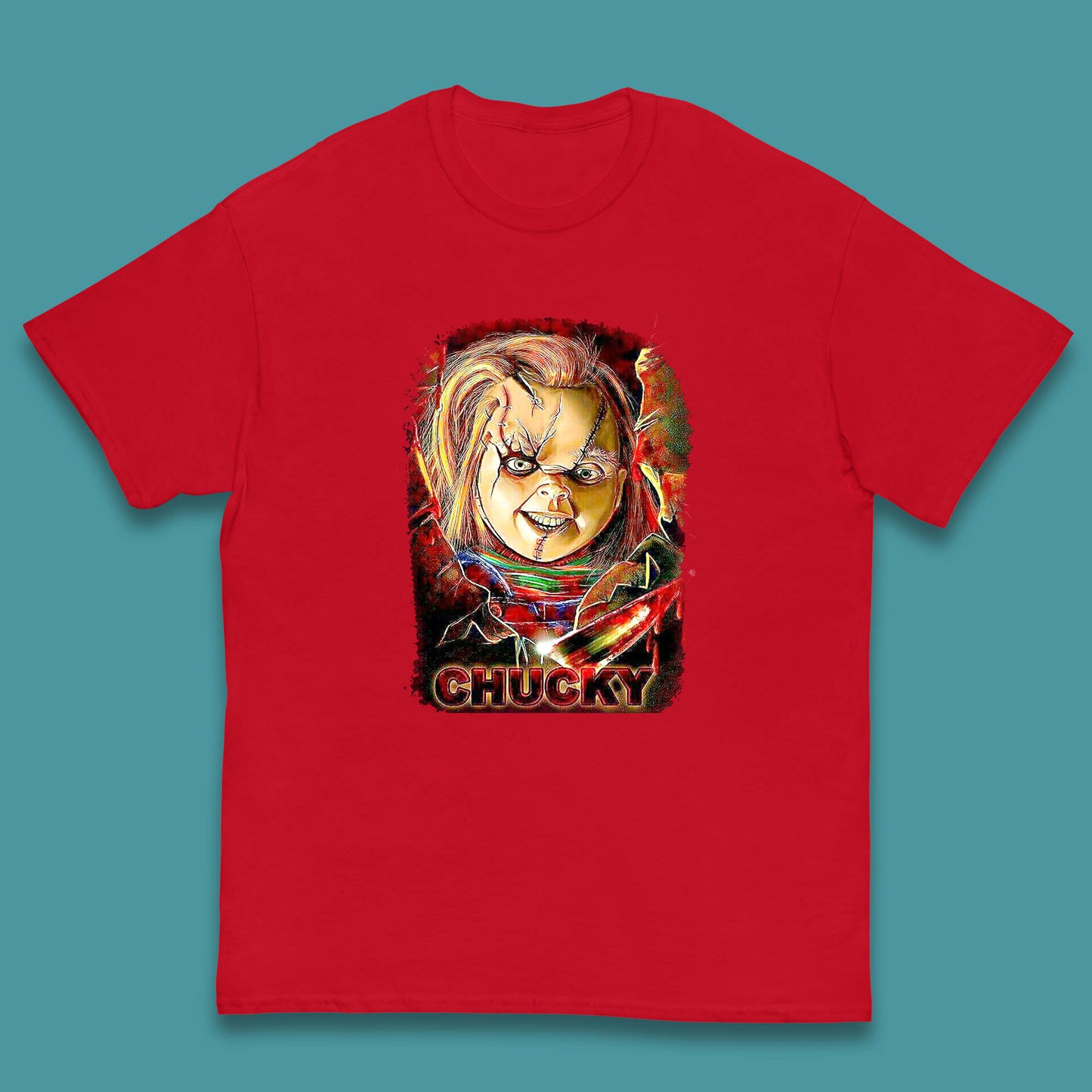 Chucky Distressed Childs Play Horror Monster Creepy Doll Toy Scary Halloween Scary Movie Character Kids T Shirt