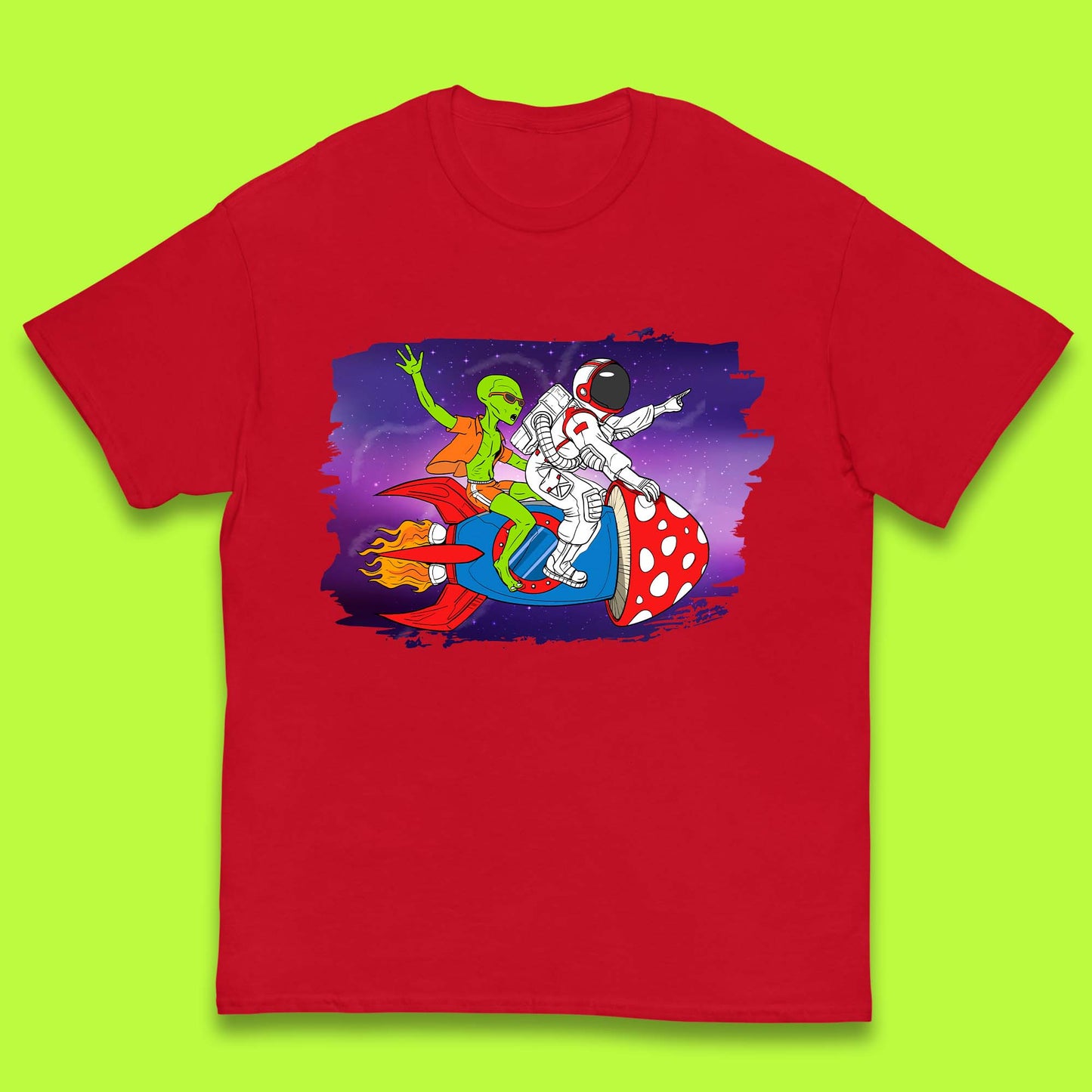 Alien & Astronaut Rocket Ship Kids T-Shirt