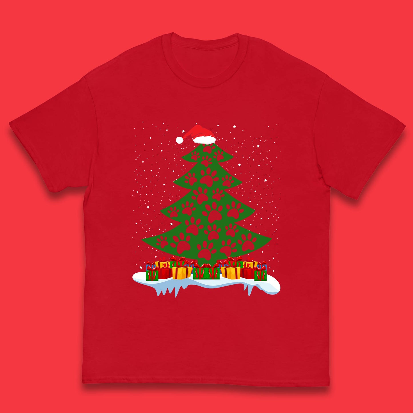christmas tree with paw prints of dogs t shirt