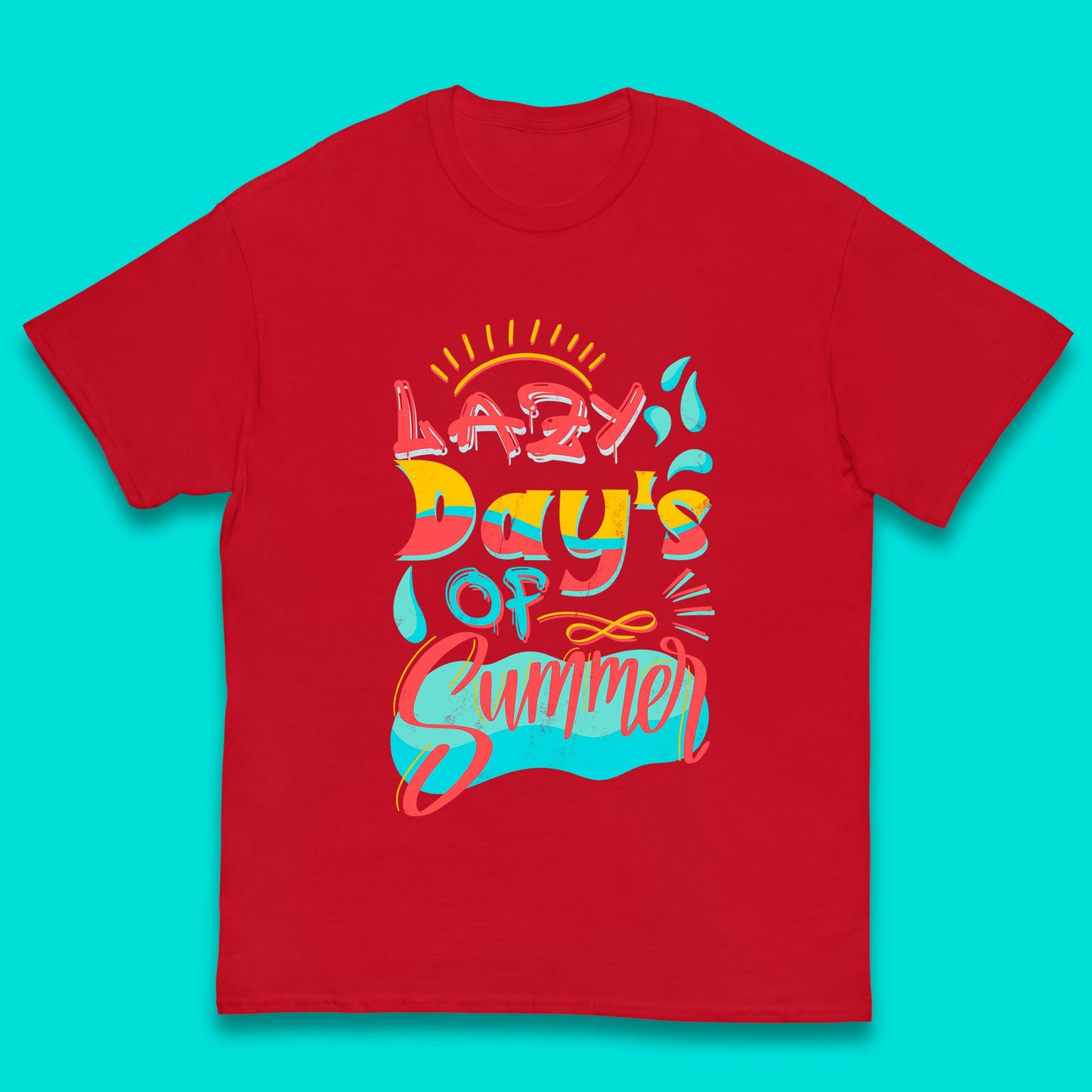 Lazy Days Of Summer Vintage Retro Sunset Surfer Beach Holiday Trip Kids T Shirt