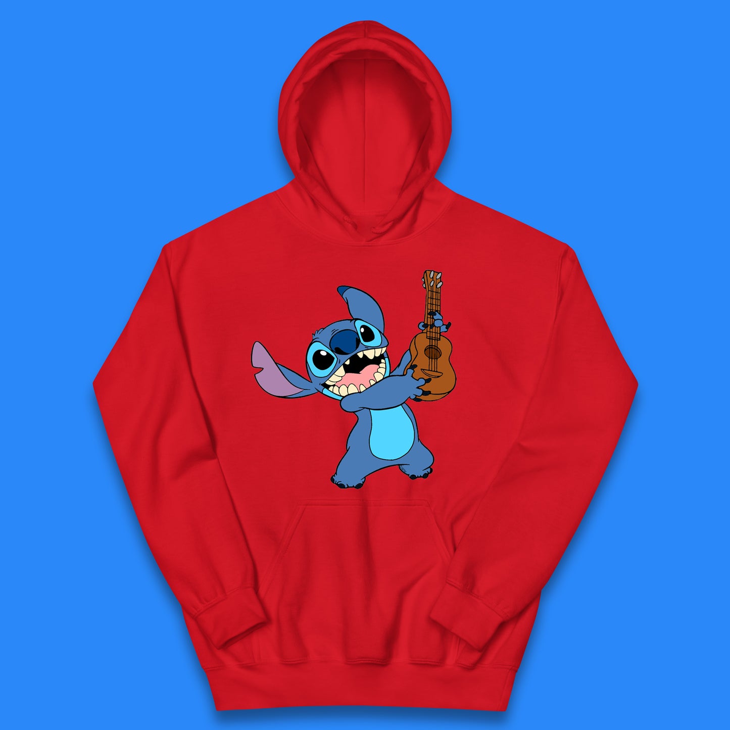 Disney Ohana Playing The Guitar Ohana Lilo & Stitich In Happy Mood Cartoon Character Disney World Kids Hoodie