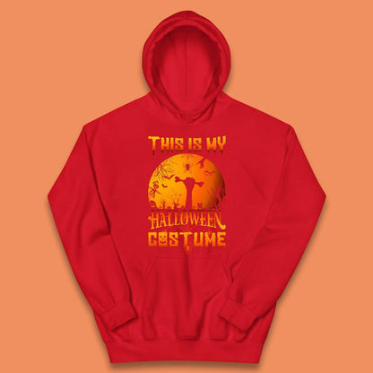 This Is My Halloween Costume Zombie Hand Rising Out Of A Graveyard & Holding Bone In Spooky Night Kids Hoodie