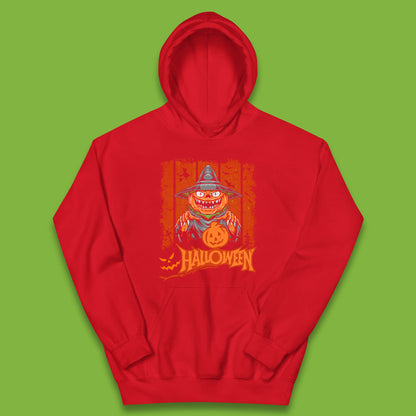 Halloween Pumpkin Head Scarecrow Jack O Lantern Pumpkin Head Horror Scary Vintage Retro Kids Hoodie