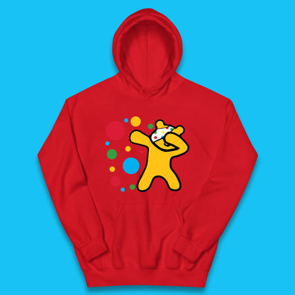 Dabbing Spotty Pudsey Bear Children In Need Dab Dance Spotty Day Donation Kids Hoodie