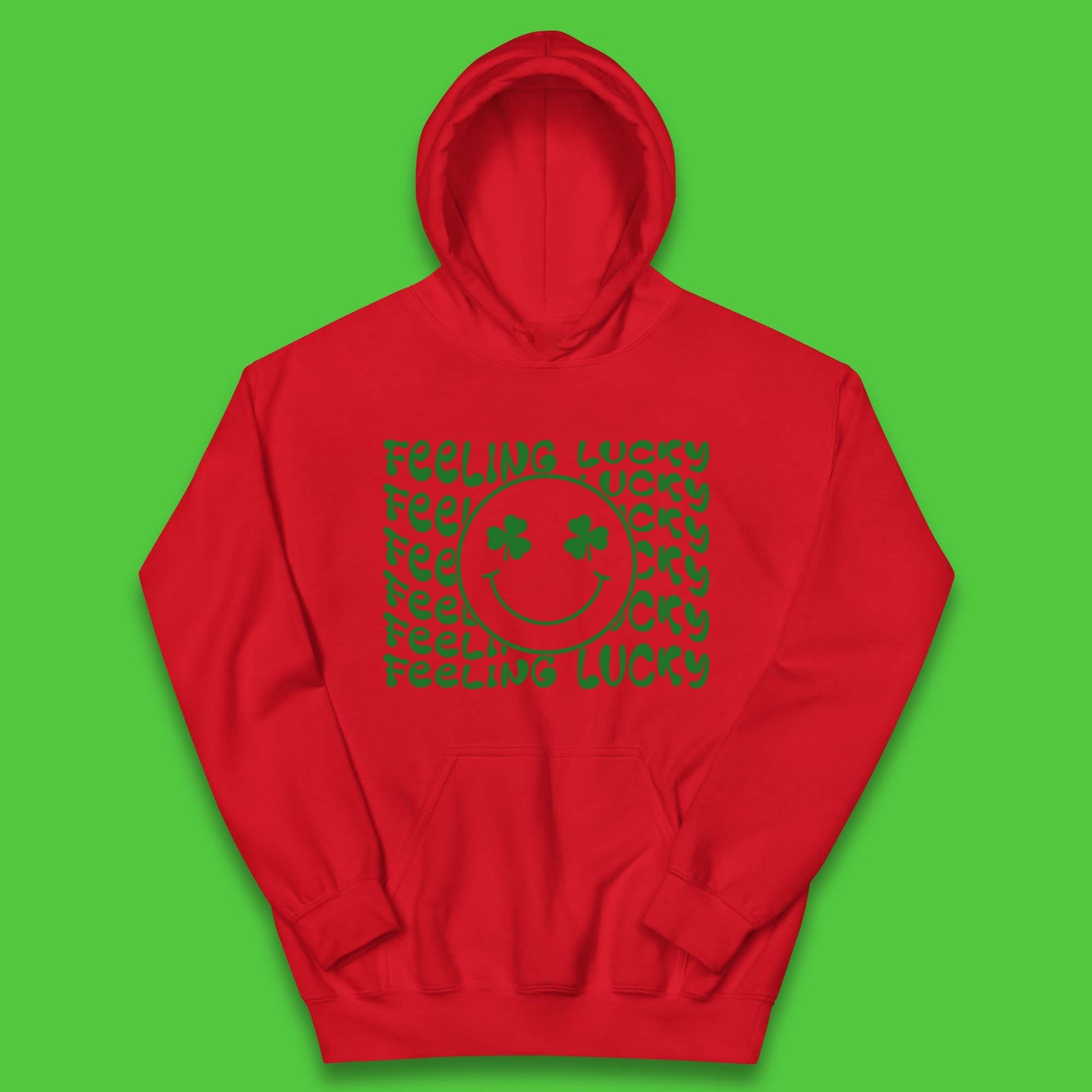 Feeling Lucky Smiley Shamrock Kids Hoodie