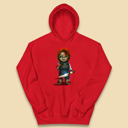 Chucky Mug Shot Chicago Police Dept Ray Charles Lee Chucky Halloween Horror Movie Kids Hoodie