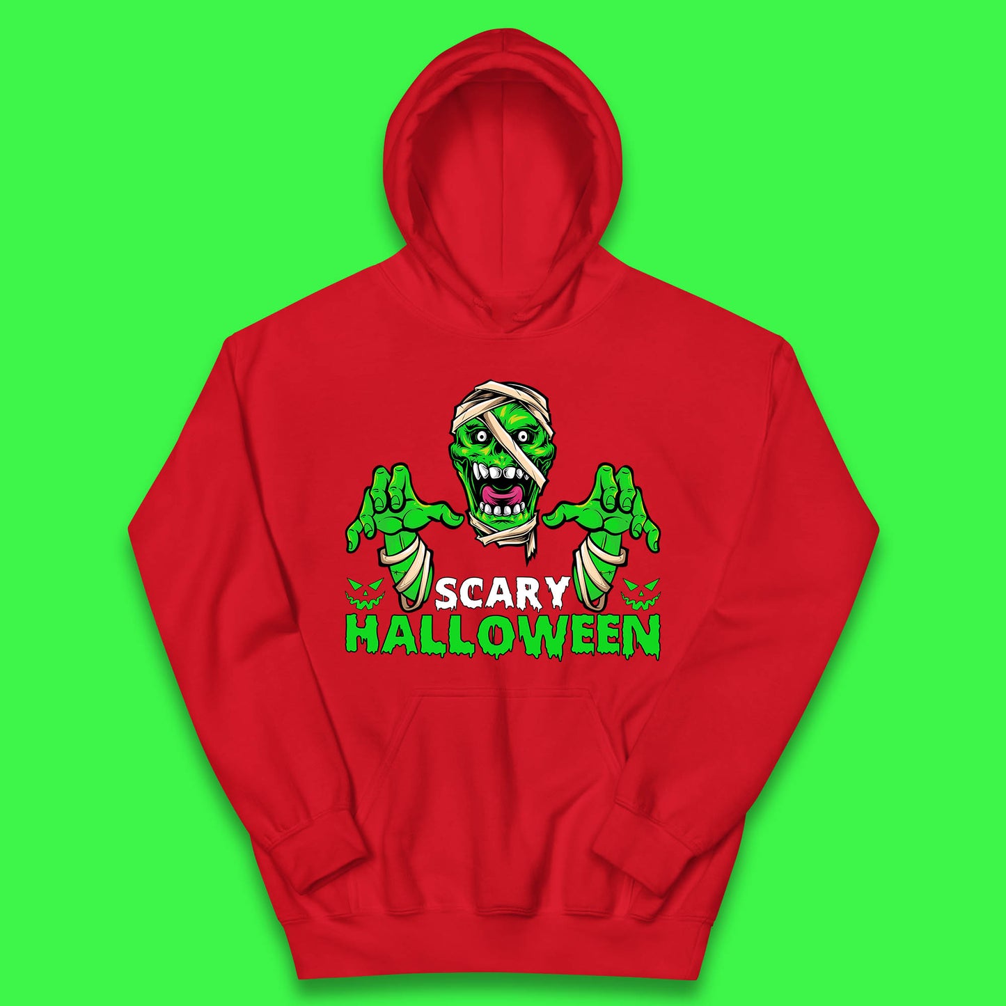 Scary Halloween Skull Zombie Mummy Horror Monster Zombie Hands Scary Vibes Kids Hoodie