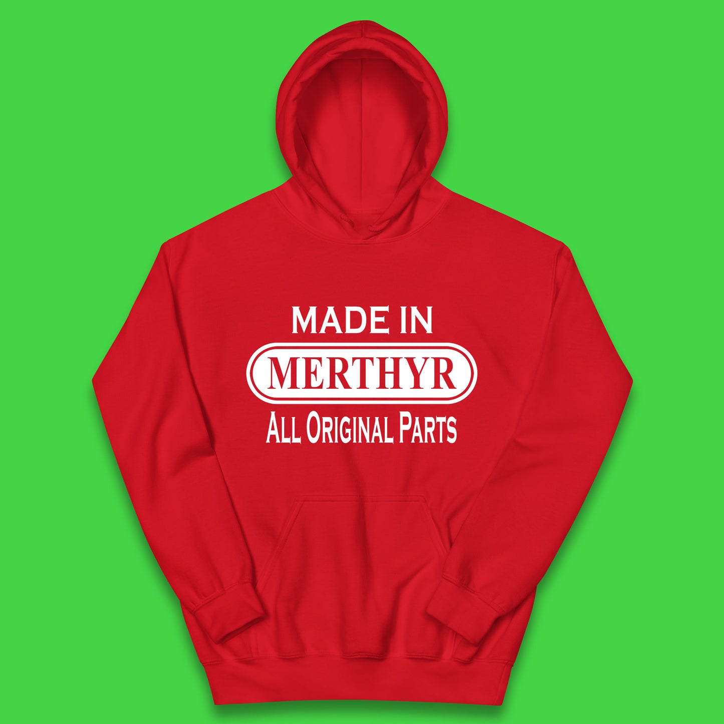 Made In Merthyr All Original Parts Vintage Retro Birthday Merthyr Tydfil Town In Wales Kids Hoodie