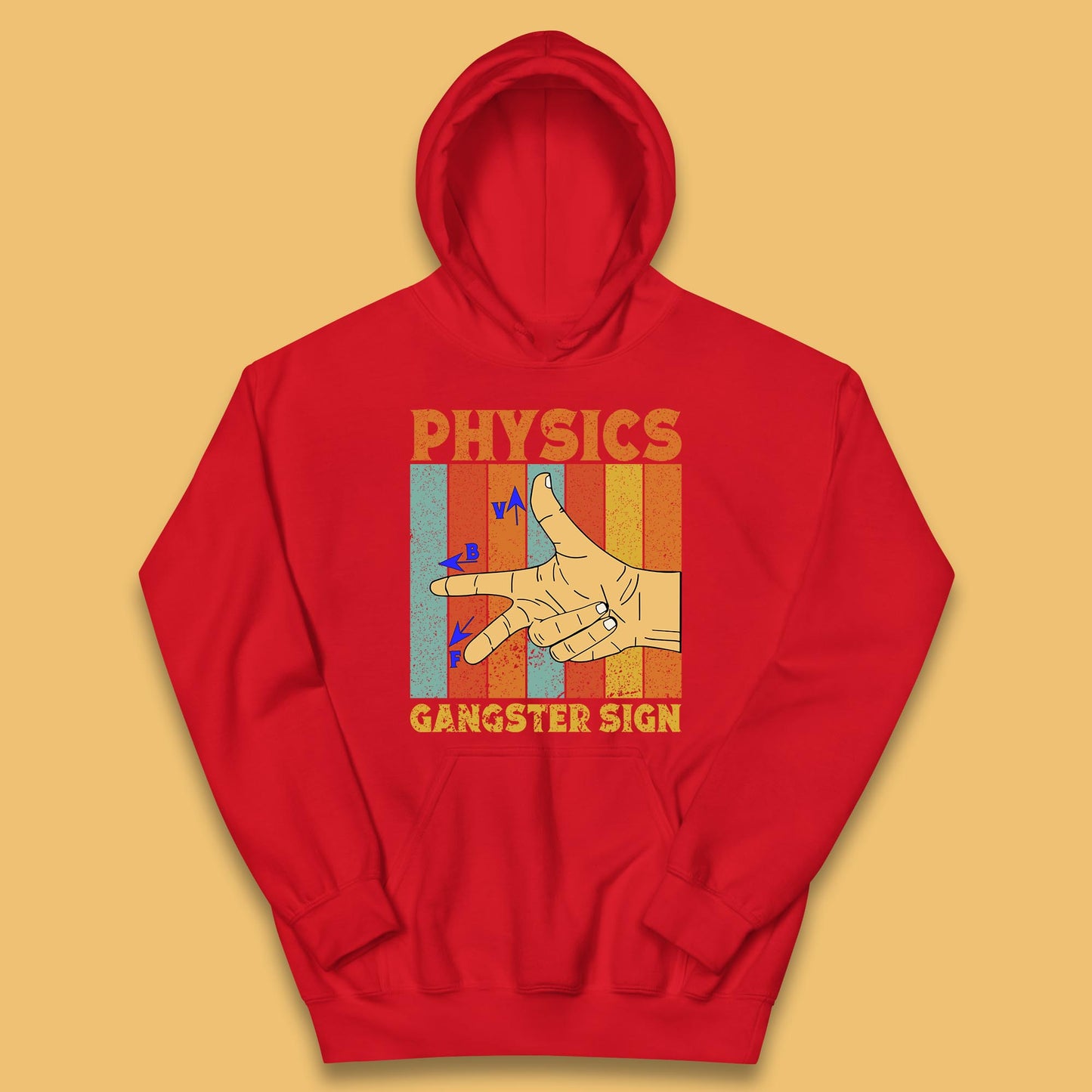 Physics Gangster Sign  Right Hand Rule Funny Parody Science Scientist Kids Hoodie