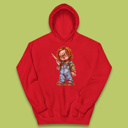The Horror Movie Character Chucky With Knife Serial Killer Halloween Horror Movie Inspired Chucky Kids Hoodie