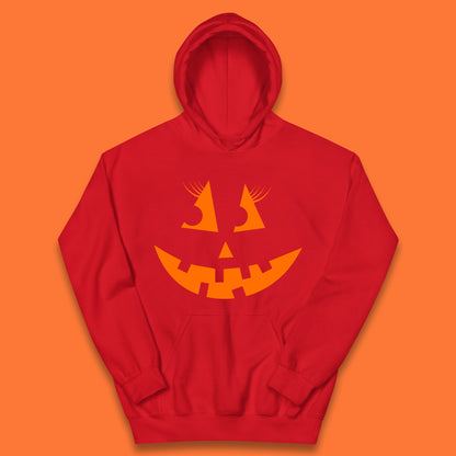 Halloween Pumpkin Jack-o-lantern Girl Evil Scary Horror Smile Face Kids Hoodie