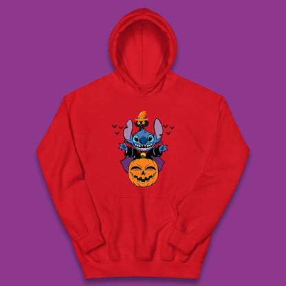 Disney Halloween Pumpkin Devil Stitch With Black Cat Horror Scary Disney Lilo & Stitch Kids Hoodie