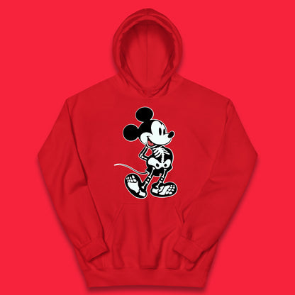 Disney Mickey Mouse Skeleton Funny Horror Scary Cartoon Character Mickey Skull Disneyland Vacation Trip Disney World Kids Hoodie