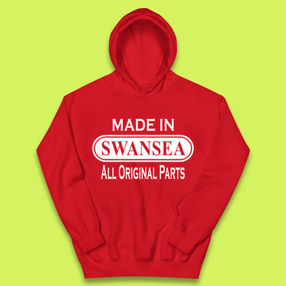Made In Swansea All Original Parts Vintage Retro Birthday Coastal City Of Wales Gift Kids Hoodie
