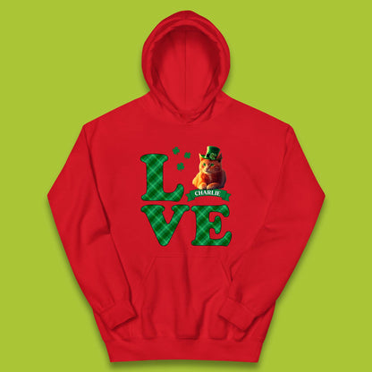 Personalised Love St. Patrick's Cat Kids Hoodie