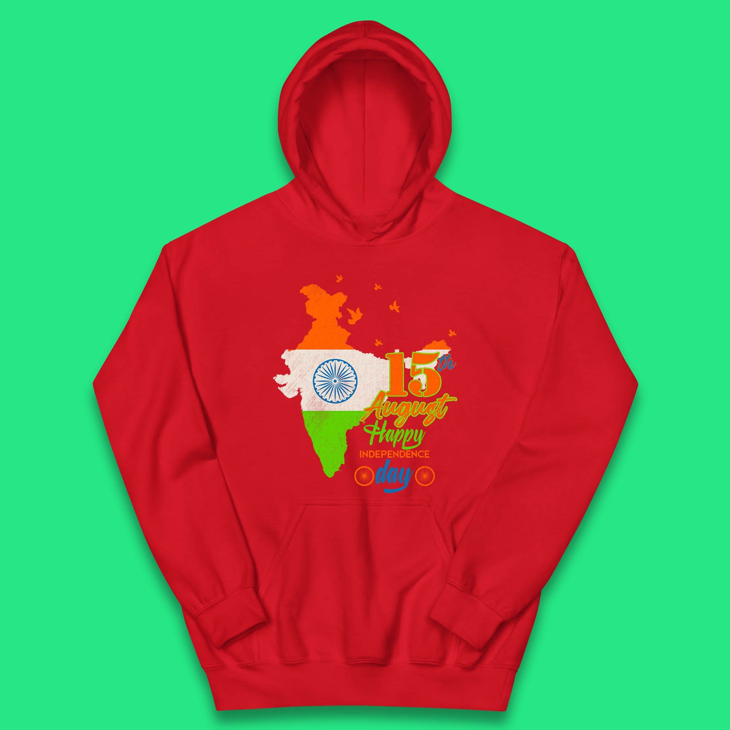 15th August India Happy Independence Day Patriotic Indian Map Flag Kids Hoodie