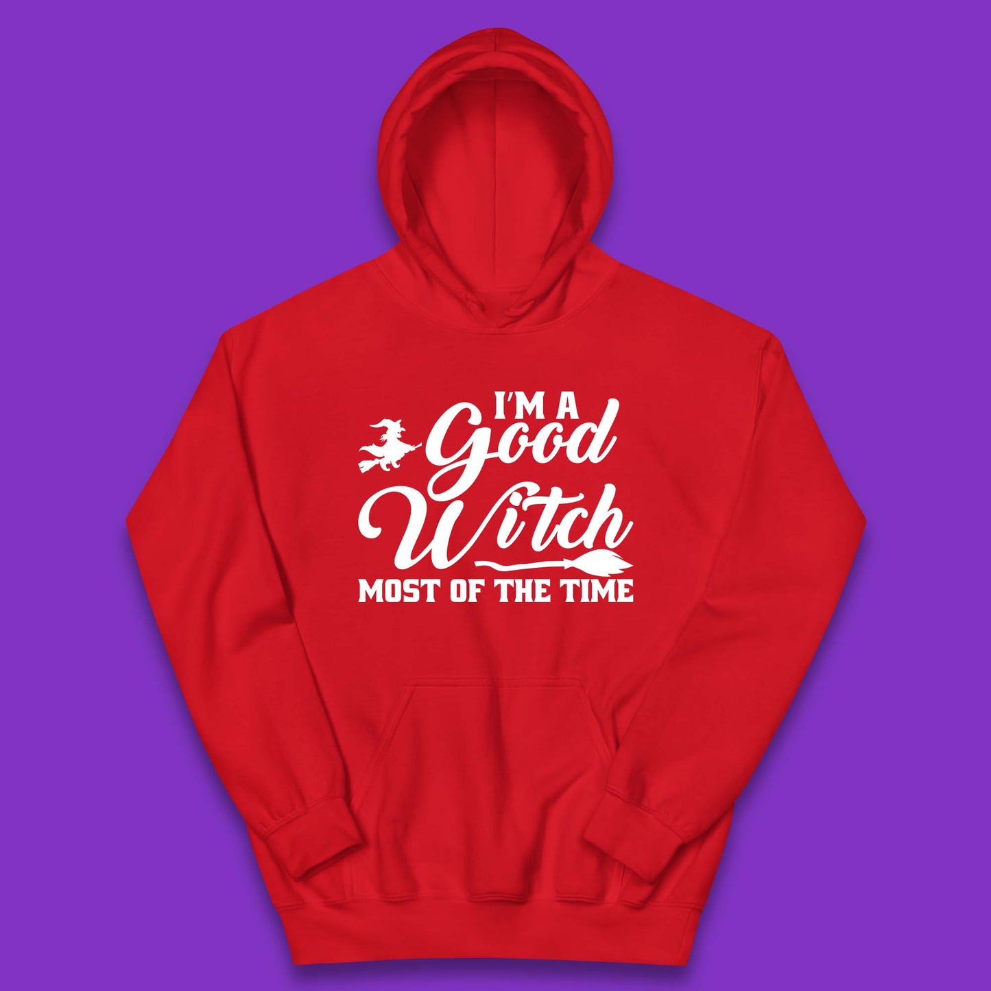 I'm A Good Witch Most Of The Time Halloween Witch Broom Kids Hoodie