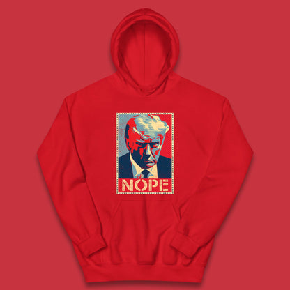 Donald Trump Nope Mugshot Funny Political Obama Hope Anti Trump Kids Hoodie