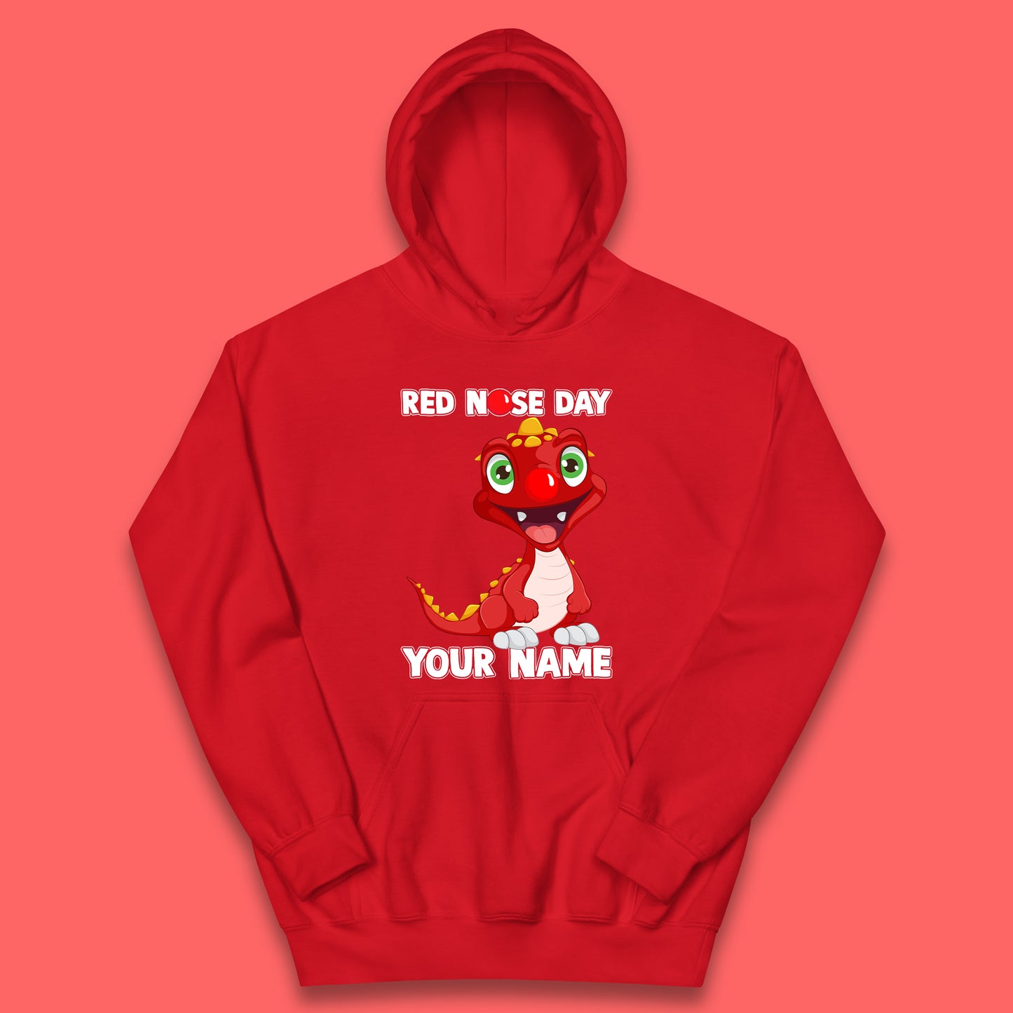 Personalised Red Nose Day Dragon Kids Hoodie