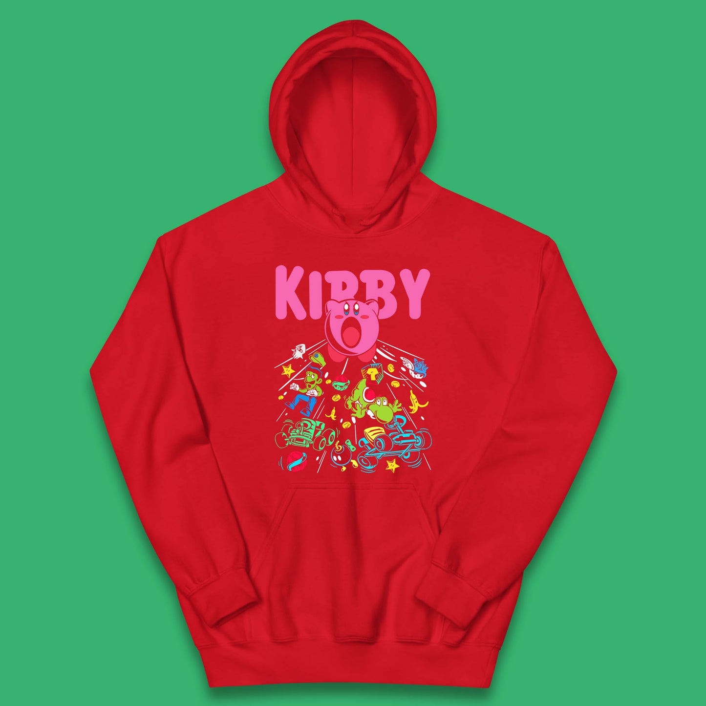Kirby Consume Karting Mario Kart Ghost Band Heavy Metal Kirby Retro Gaming Kids Hoodie