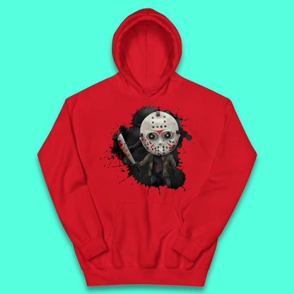 Chibi Jason Voorhees Holding Bloody Knife Halloween Friday The 13th Horror Movie Character Kids Hoodie