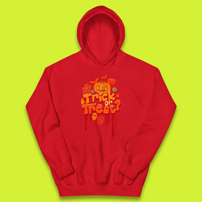 Trick Or Treat Halloween Pumpkin Blood Dripping Horror Scary Spooky Season Kids Hoodie
