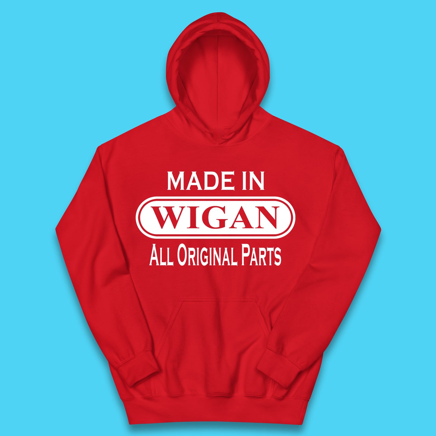 Made In Wigan All Original Parts Vintage Retro Birthday Town In Greater Manchester, England Gift Kids Hoodie