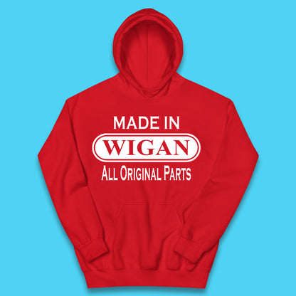 Made In Wigan All Original Parts Vintage Retro Birthday Town In Greater Manchester, England Gift Kids Hoodie