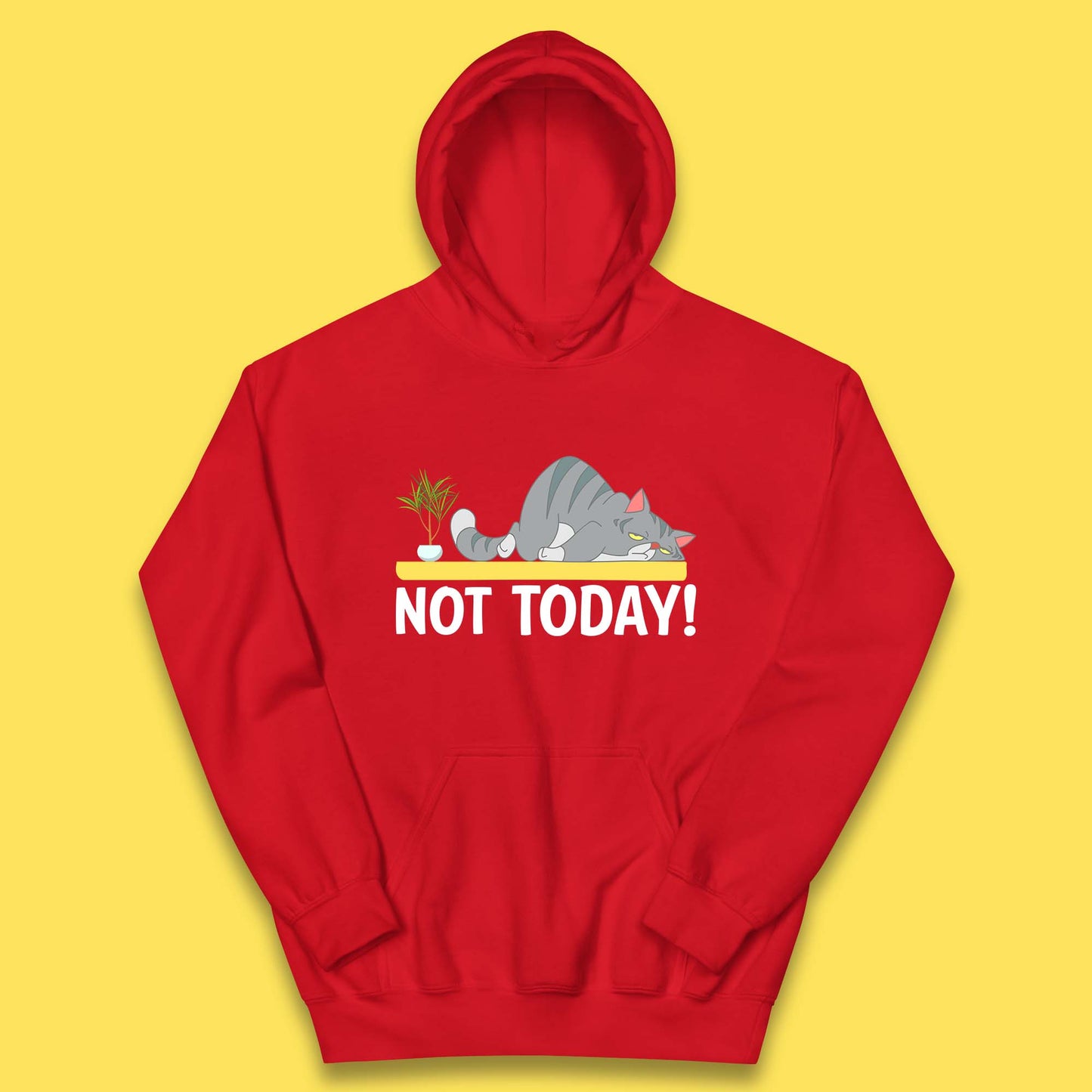 Not Today Cat Funny Kitten Lazy Cats Sleepy Cat Lover Kids Hoodie