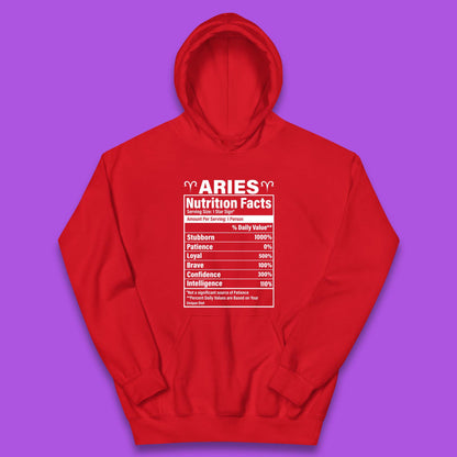 Aries Nutrition Fact Kids Hoodie