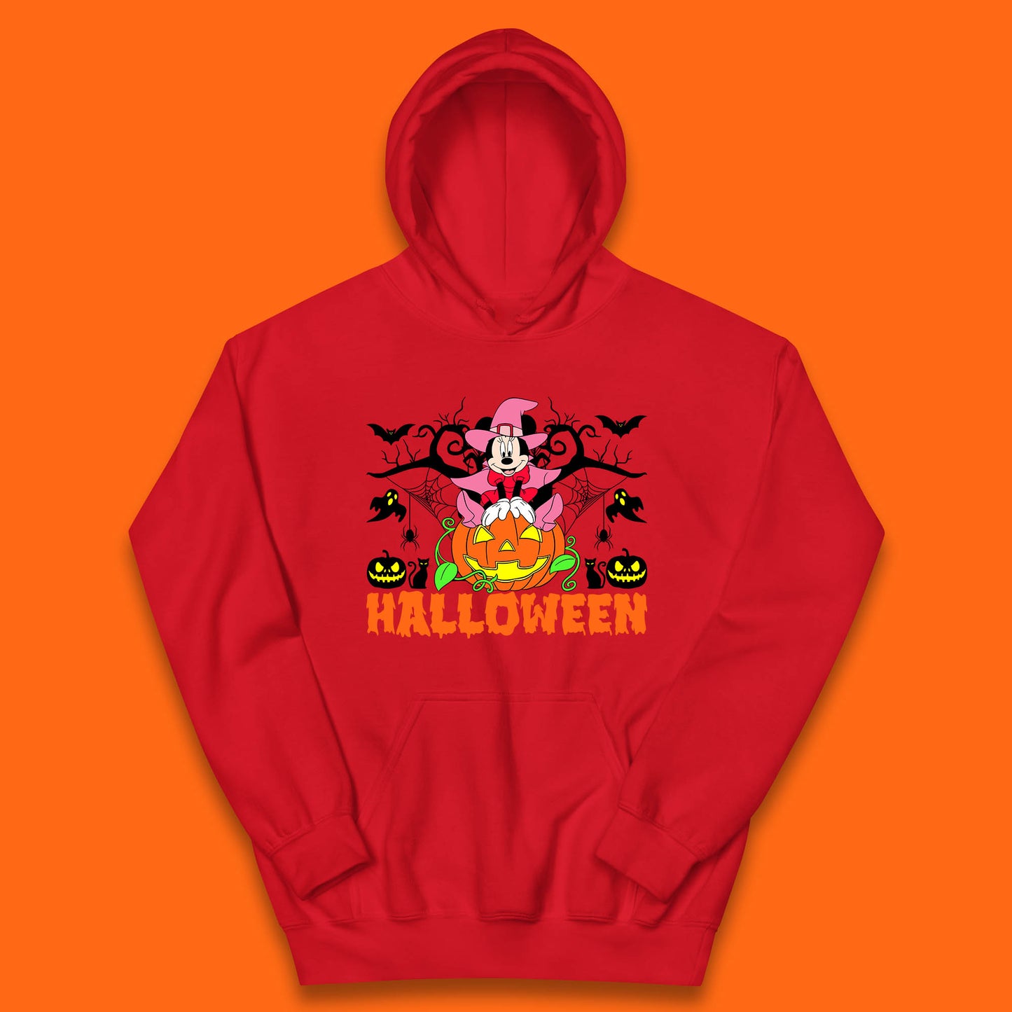 Disney Halloween Witch Minnie Mouse Sitting On Pumpkin Horror Scary Disneyland Trip Costume Kids Hoodie