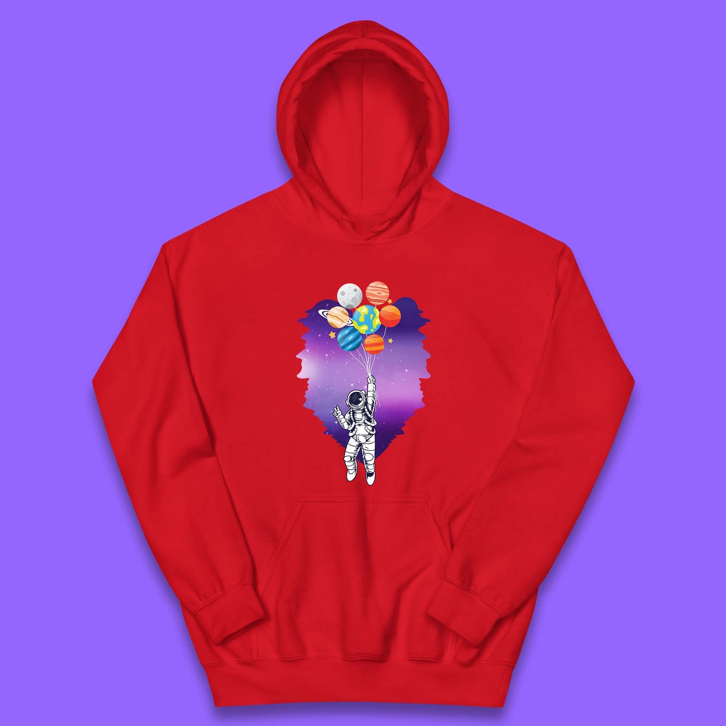 Astronaut Space Planets Balloons Kids Hoodie