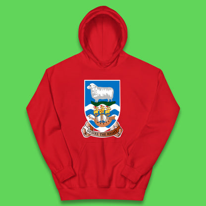 Coat Of Arms Of The British Overseas Territory Falkland Islands Coat Of Arms Of The Falkland Islands Flag Kids Hoodie