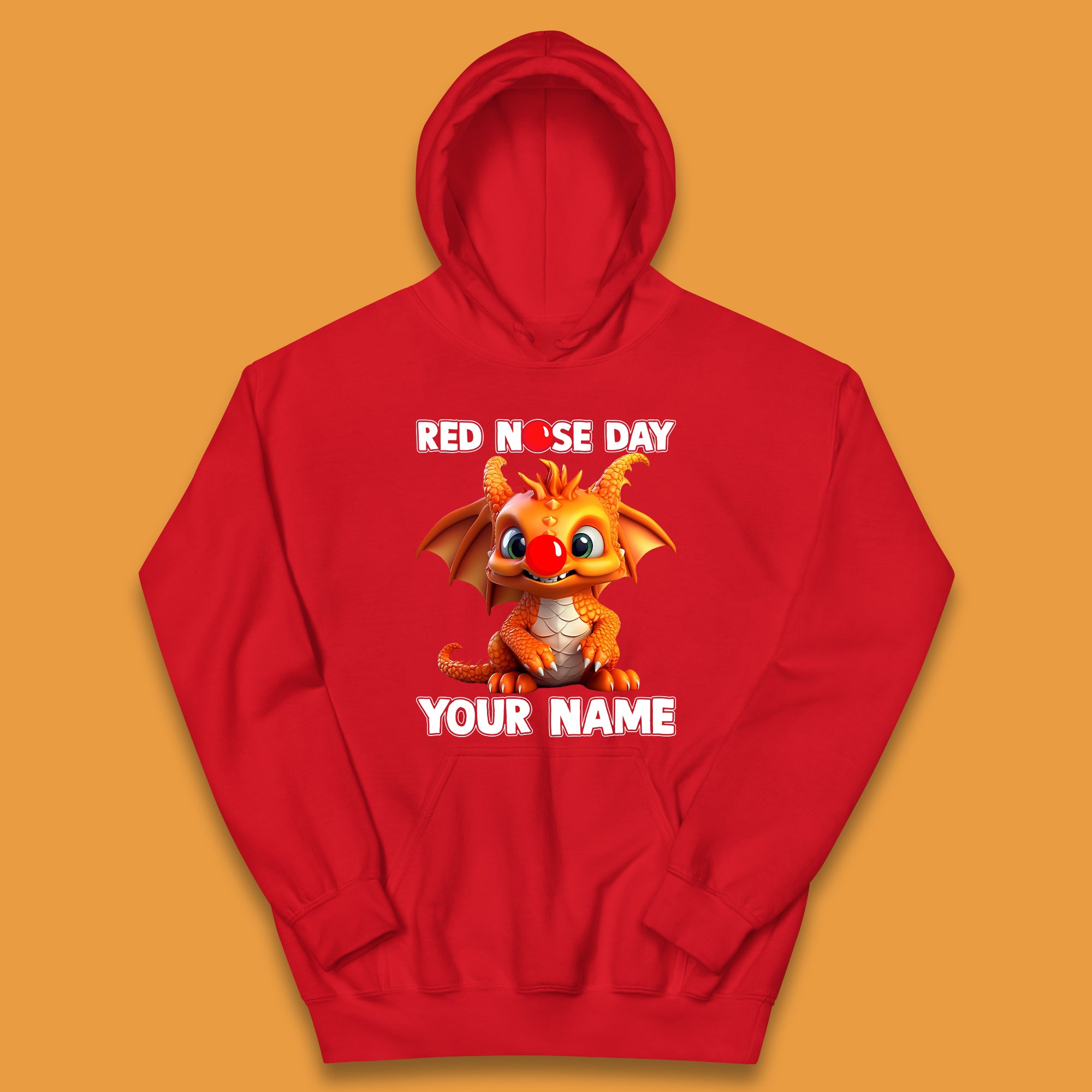 Personalised Red Nose Day Dragon Kids Hoodie