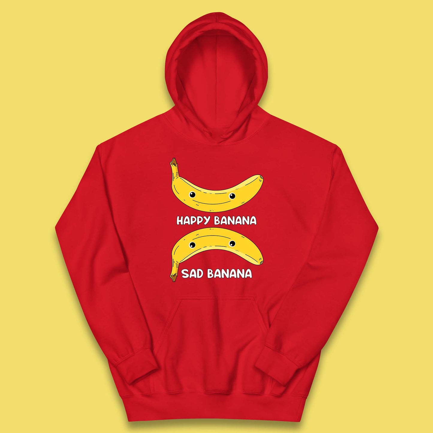 Happy Banana Sad Banana Funny Meme Pun Joke Smiling Face Kids Hoodie