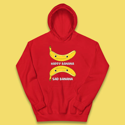 Happy Banana Sad Banana Funny Meme Pun Joke Smiling Face Kids Hoodie