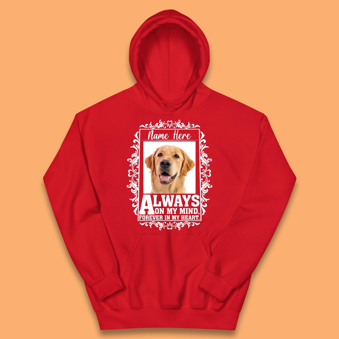 Personalised Pet Always On My Mind Forever In My Heart Custom Photo Memorial Kids Hoodie