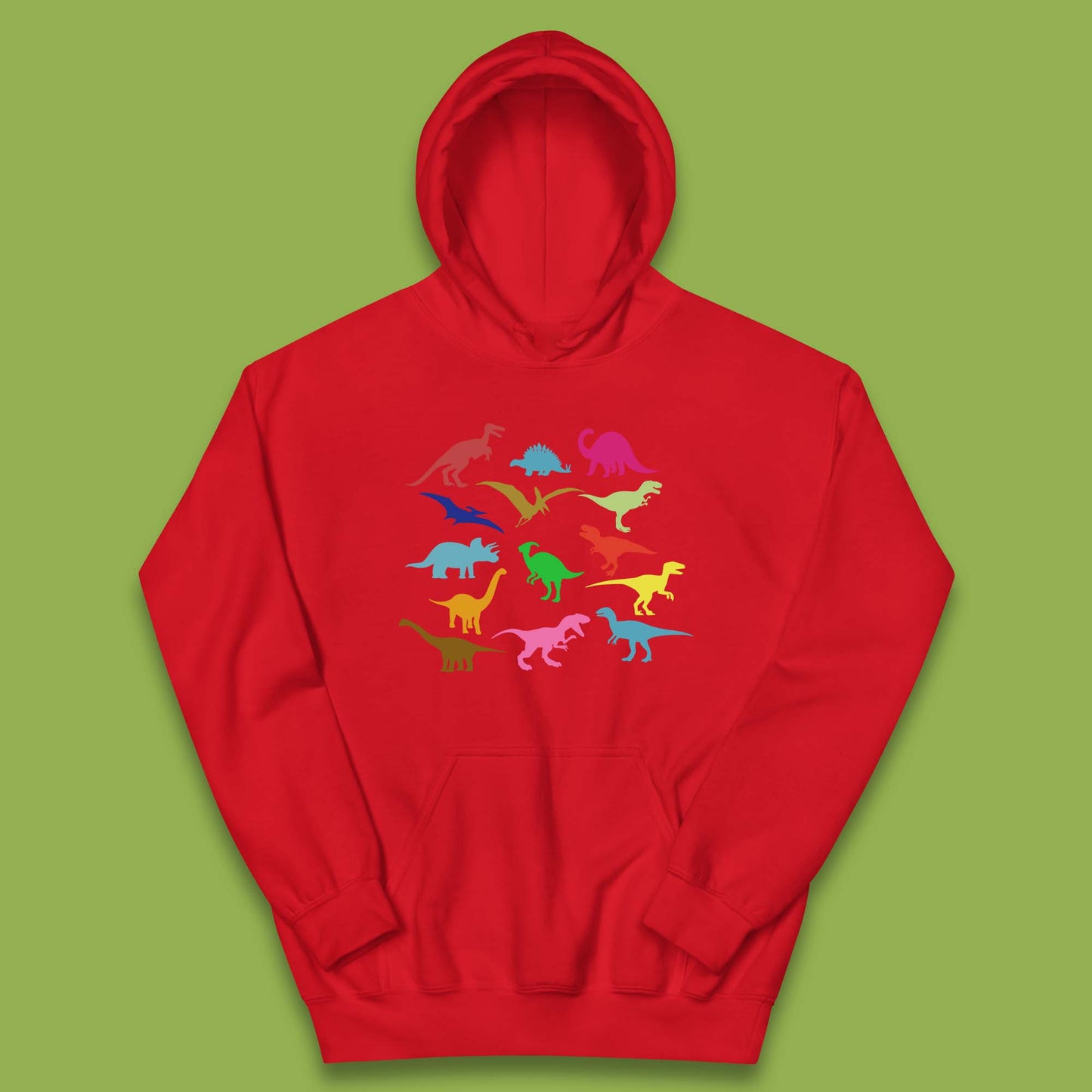 Colourful Dinosaurs Dino Fossil Dinosaurs Wild Nature Prehistoric Paleontology Velociraptor Kids Hoodie