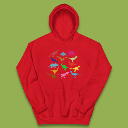 Colourful Dinosaurs Dino Fossil Dinosaurs Wild Nature Prehistoric Paleontology Velociraptor Kids Hoodie