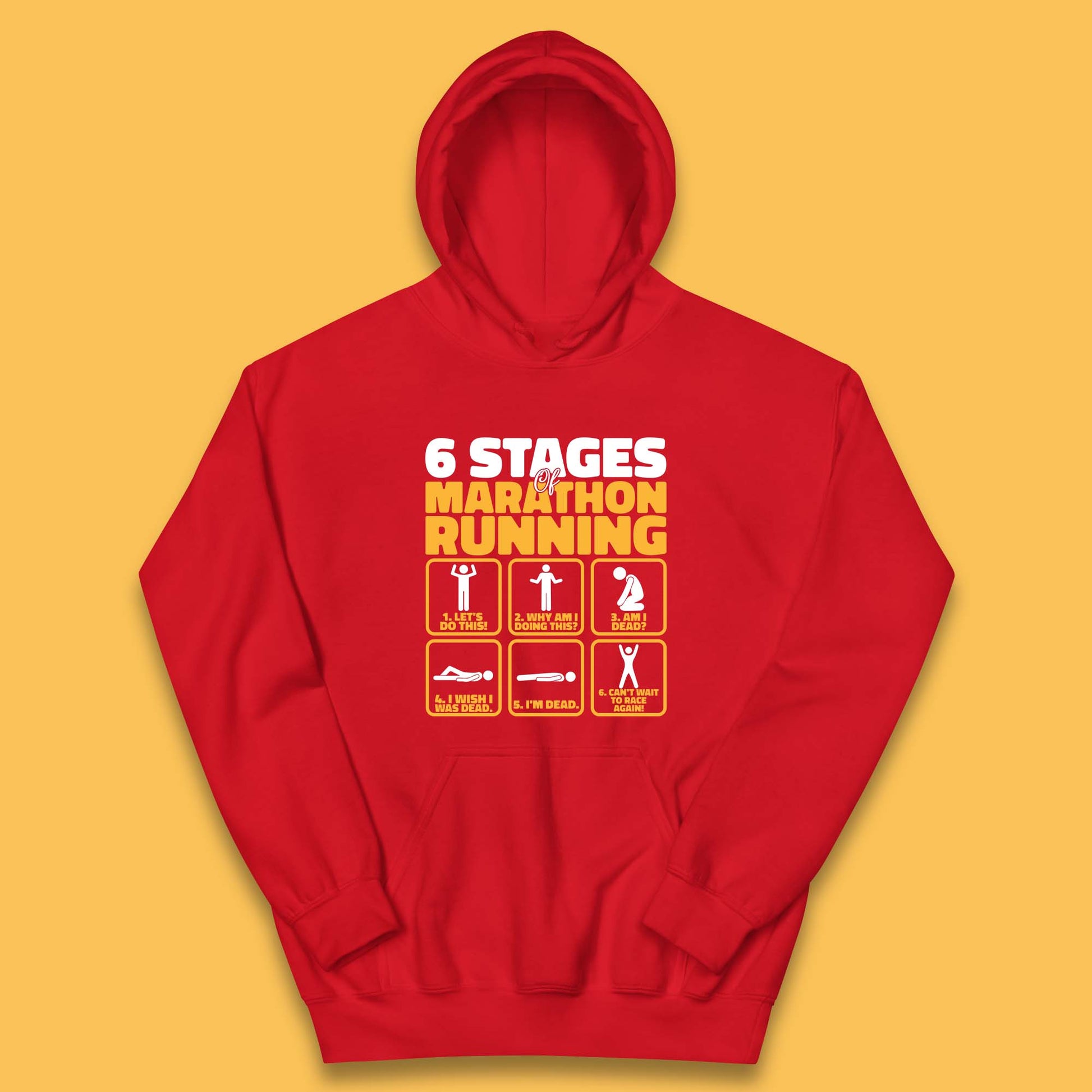 6 Stages Of Marathon Running Athletics Kids Hoodie