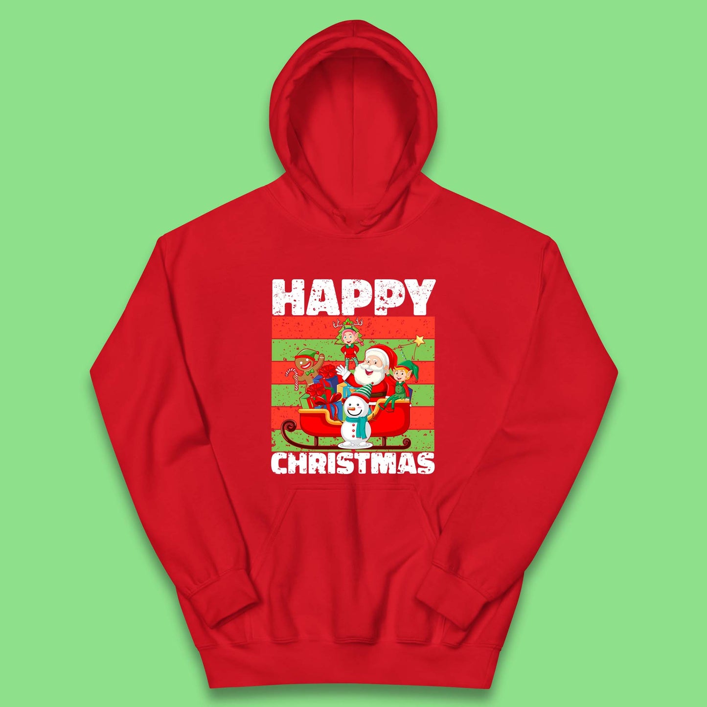 santa and friends on sleigh christmas hoodie