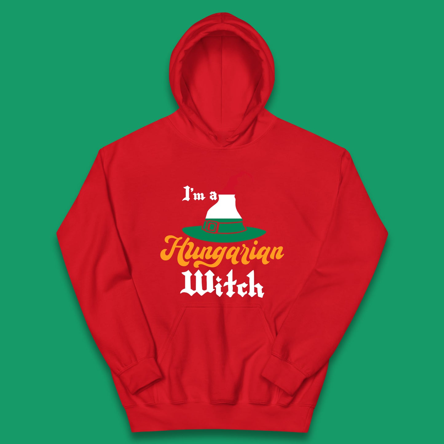 I'm A Hungarian Witch Halloween Witch Hat Hungarian Flag Kids Hoodie