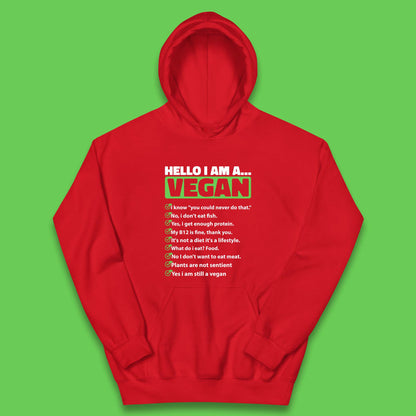 Hello I'm A Vegan Kids Hoodie