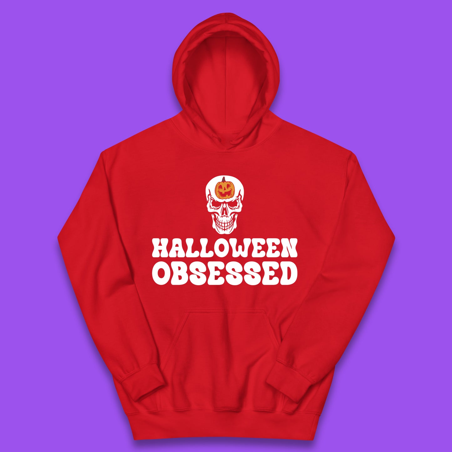 Skull Pumpkin Halloween Obsessed Funny Pumpkin Obsessed Party Spooky Season Kids Hoodie